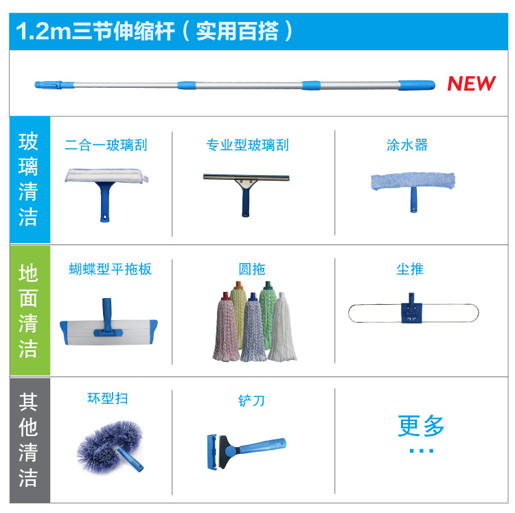 藍(lán)色123cm光身不包膜兩節(jié)快速鎖伸縮桿 帶快接桿頭 TLP 2123B